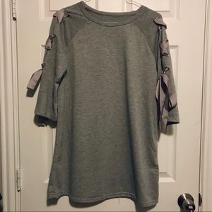 Ribbon Sleeve T-Shirt Dress